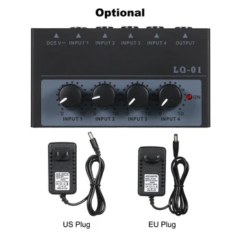 Mikser Ultra Düşük Gürültü 4 Kanal Mikser 4 Giriş 1 Çıkış DC 5V Taşınabilir Mini ses mikseri Mikrofon Gitar Bas Klavye Mikserler