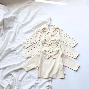 MILANCEL 2023 Sonbahar Yeni Bebek Giysileri Peter Pan Yaka Kız Taban Gömlek Uzun Kollu Bebek Üstleri