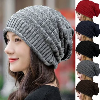 Moda örgü şapkalar Kadınlar için Kış Baggy hımbıl bere Şapka Klasik Açık Sıcak Kap Kaput Kadın Kar Kayak Yün Kapaklar