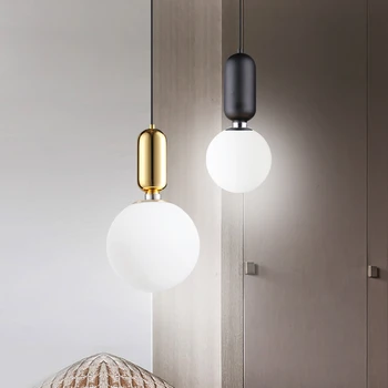 Modern cam LED kolye ışıkları cilası avize yemek odası için siyah altın asılı lamba yatak odası ev dekoratif restoran