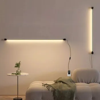 Modern led duvar lambası Minimalist Siyah Beyaz Uzun Plug-in Aplik Yatak Odası Oturma Odası Çalışma Odası Aydınlatma Armatürü Parlaklık