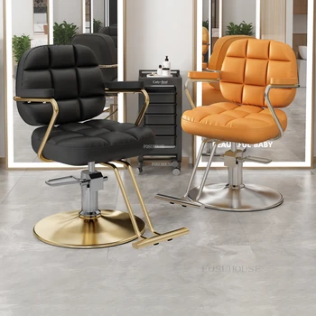 Modern Metal Berber Sandalyeleri Profesyonel Salon mobilyaları Güzellik Salonu kuaför sandalyesi Lüks Kaldırma Döner Sandalye B