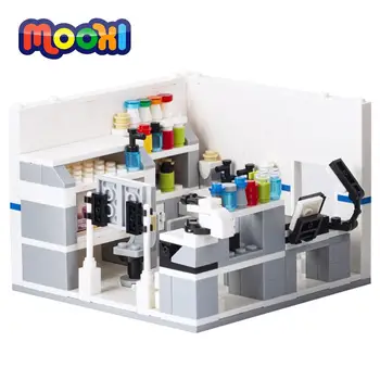 MOOXI Şehir Sokak Görünümü Hastane Eczane Modeli DIY Blok eğitici oyuncak Çocuk Hediye Için Yapı Tuğla Parçaları Birleştirin MOC4050