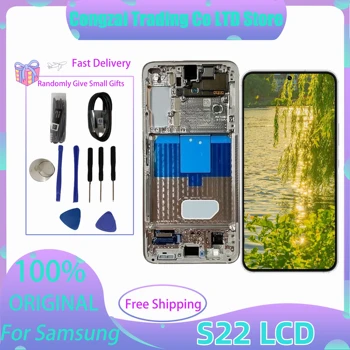 Orijinal Süper Amoled Samsung S22 5g S901 901b S901b / DS Ekran Dokunmatik Ekran Digitizer Meclisi S22 Lcd Arka Kapak İle