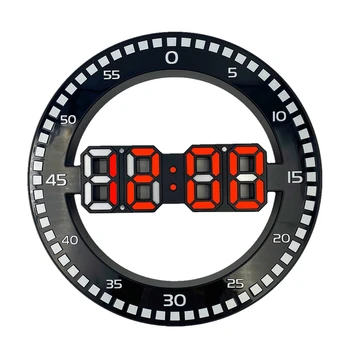 Oturma Odası Duvar Saati Elektronik Saat Taşınabilir Ekran Atlama Saniye Olmadan Dayanıklı, Siyah ve Kırmızı