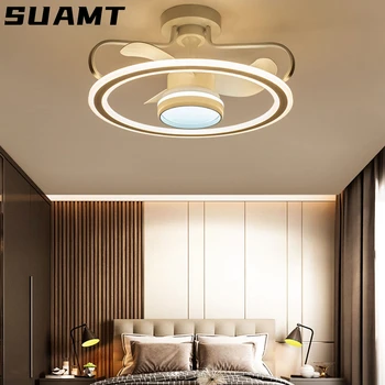 Oturma odası yatak odası tavan vantilatörleri ışık ile 23 inç düşük yer vantilatörleri lamba uzaktan kumanda 110V 120V beyaz Led elektrikli Fan