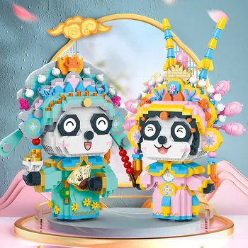 Pekin Opera Panda Mikro Yapı Taşı Monte 3D Modeli Mini Tuğla Rakamlar Oyuncaklar İçin noel hediyesi