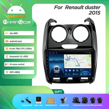 Prelingcar Android 12.0 Sistemi 2 Din Araba Multimedya Oynatıcı GPS Navigasyon 12.3 inç renault duster 2015 Yıl 8 Çekirdekli