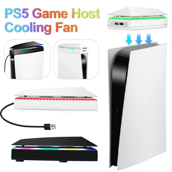 PS5 Oyun Ana Soğutma Fanı İle led ışık Ve 2 USB Bağlantı Noktası Harici Ana Bilgisayar PS5 Optik Sürücü Sürümü Ve Dijital Sürüm Ana Bilgisayar