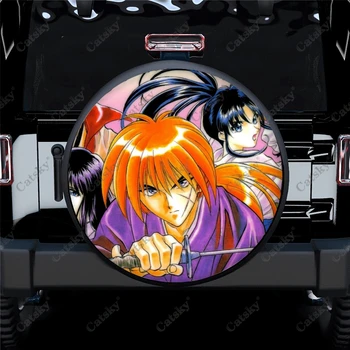 Rurouni Kenshin Anime Yedek lastik kılıfı Su Geçirmez Jant lastik kılıfı Korumak için Araba Kamyon SUV kamp römorku Rv Aksesuarı 14-17in