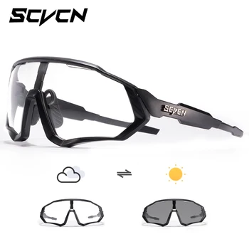 Scvcn Fotokromik Güneş Gözlüğü Bisiklet Gözlük Spor Erkekler için Güneş Dağ Bisikleti Yol Bisiklet Gözlük Gözlük UV400 Polarize MTB