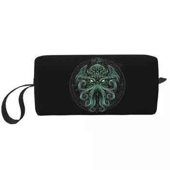 Seyahat Büyük Cthulhu makyaj çantası Sevimli Korku Filmi Lovecraft Kozmetik Makyaj Organizatör Kadınlar için Güzellik Depolama Dopp Kiti Durumda