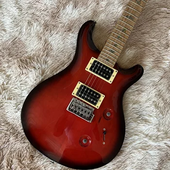 Stokta Kırmızı renk Elektro Gitar Abalone Kuş kakma klavye Akçaağaç klavye