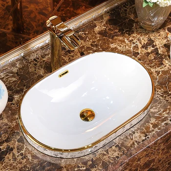 Tayvan havzası yarı gömülü havza lavabo lavabo seramik oval lavabo ev banyo havzası
