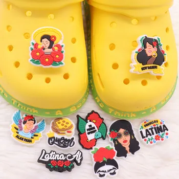 Toptan 50 adet PVC Ayakkabı Takılar Gül Güzel Kız Latina Aksesuarları Çocuk Ayakkabı Süsleme Fit Croc Jıbz DIY Parti Hediye