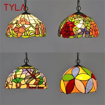 TYLA Tiffany kolye ışık çağdaş LED lamba armatürleri dekoratif ev yemek odası için