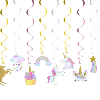 Unicorn Yanardöner Orman Hayvanları Asılı Swirls Doğum Günü Partisi Süslemeleri Iyilik Yatak Odası Tavan Bebek Duş Düğün Dekor