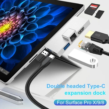 USB Hub Tip-C HDMI uyumlu USB3.0 RJ45 SD Hub Çoklu Splitter Adaptörü Yüksek Hızlı İletim Yüzey Pro için 8 9 X