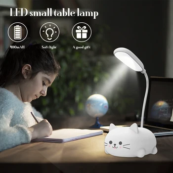 USB öğrenci öğrenme ışık katlanabilir sevimli kedi kitap ışık şarj edilebilir 400mAh ayarlanabilir Gooseneck çocuklar hediyeler yatak odası ofis için