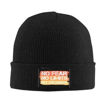 Vintage Hiçbir Korku Sınır Yok Bahane Yok Kaput Şapka Örgü Şapka Erkekler Kadınlar Serin Unisex Sıcak Kış Kasketleri Kap