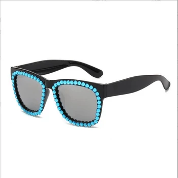 Vintage siyah elmas kaplı güneş gözlüğü Bayanlar moda lüks gözlük Yetişkin güneş koruyucu gözlük