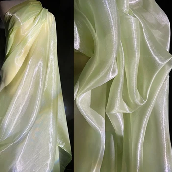 Yansıtıcı örgü kumaş Şeffaf Parlak Hanfu Ceremonialdress Tasarımcı Kumaş Giyim Dıy Dikiş Polyester Malzeme Metre