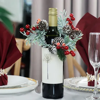 Yapay Çelenkler Noel Çelenk Mum Yüzükler Sütunlar için Sahte Çiçek Noel Düğün Ev Partisi Masa Şamdan Süsler