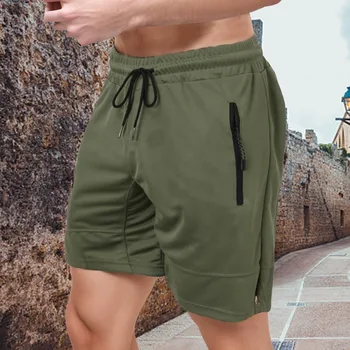 Yaz Koşu Şort Erkekler Rahat Koşu Spor kısa pantolon Çabuk Kuruyan Düz Renk İpli Gevşek Kuru Spor Spor Şort