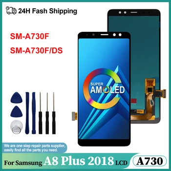 Yeni 100 % Test Samsung Galaxy A8+ 2018 dokunmatik LCD ekran Ekran Yerine samsung için dijitalleştirici montajı A8 Artı SM-A730F LCD