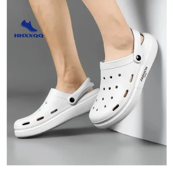 Yeni Stil Delik Ayakkabı erkek terlikleri Açık İki aşınma Yarı terlik plaj ayakkabısı Sandalet Büyük Boy erkek ayakkabıları Terlik