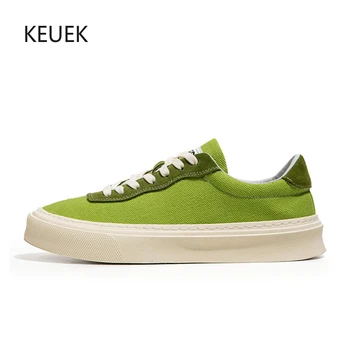 Yeni Tasarım Flats Yeşil kanvas ayakkabılar Erkekler Bahar Yaz Nefes Düşük Üst Rahat spor ayakkabılar Erkek Derby Lüks Sneakers 5A