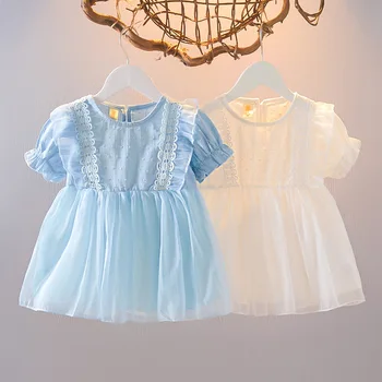 Yenidoğan Bebek Elbise pamuklu bebek Sevimli Giyim Moda Dantel Elbise 0-24M Prenses Elbise Bebek Kız Tatlı Etek Kolsuz Yaz