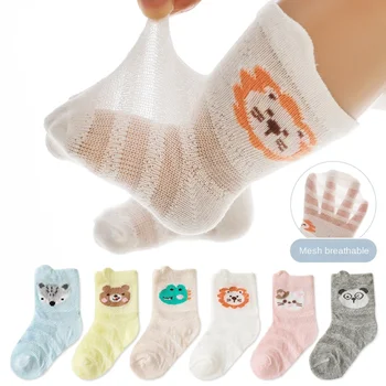 Yenidoğan Bebek Çorap Sevimli Hayvan Dantel Örgü Yaz Nefes Çocuk Kısa Ayak Bileği Çorap Bebek kaymaz Bebek Erkek Kız Çorap 0-3T