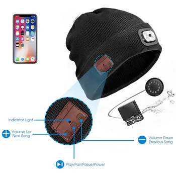 Yumuşak Sıcak Bere Şapka kablosuz bluetooth uyumlu Kulaklık Açık Spor Bisiklet Müzik Örme Şapka Mikrofon Kulaklık Telefon Görüşmesi