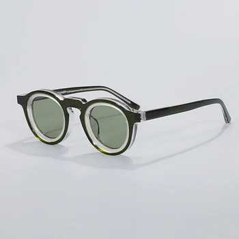 Yüksek Kalite 2023 Yeni moda klasik Yuvarlak Asetat Güneş Gözlüğü Erkekler Steampunk Yüksek Sokak Gözlük Kadınlar Uv400 Açık Gözlük
