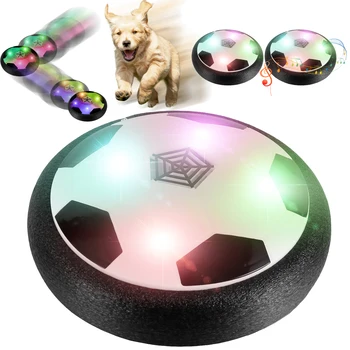 Yüzen futbol topu kapalı açık hava gücü futbol LED ışıkları ile müzik köpek oyuncakları