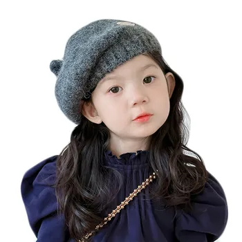 Çocuk Bere Yüksek Kaliteli Çocuk Bere Kap Fransız Sanatçı Sıcak Kızlar Sonbahar Kış örme Bere Şapka Çocuk Retro Vintage Bere