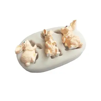 Üç tavşan sıvı silikon kalıp fondan DIY yumuşak kil modelleme aracı rastgele renk